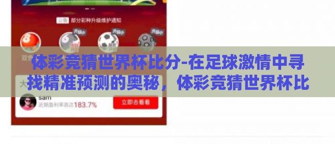 体彩竞猜世界杯比分-在足球激情中寻找精准预测的奥秘，体彩竞猜世界杯比分的艺术