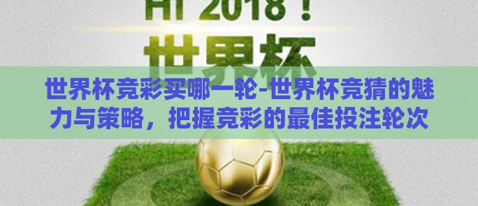 世界杯竞彩买哪一轮-世界杯竞猜的魅力与策略，把握竞彩的最佳投注轮次
