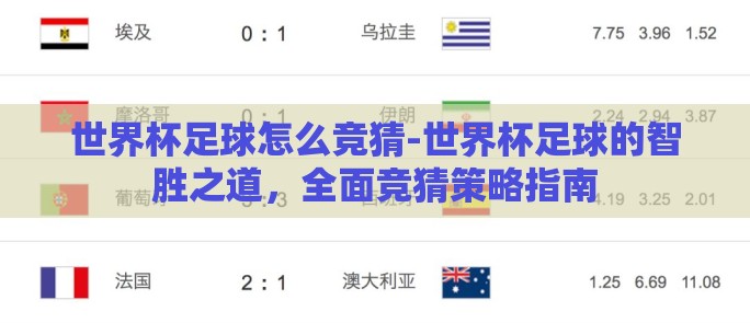 世界杯足球怎么竞猜-世界杯足球的智胜之道，全面竞猜策略指南