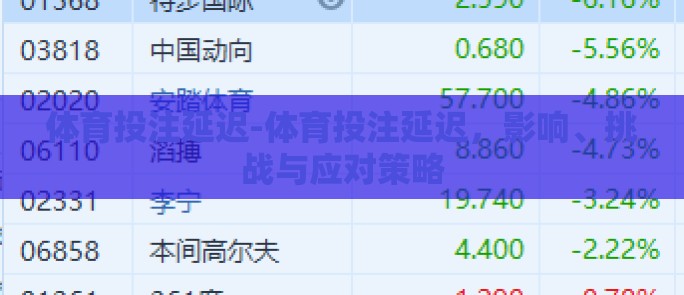 体育投注延迟-体育投注延迟，影响、挑战与应对策略