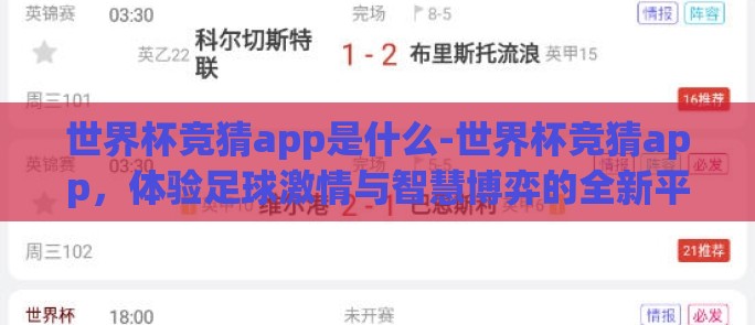 世界杯竞猜app是什么-世界杯竞猜app，体验足球激情与智慧博弈的全新平台