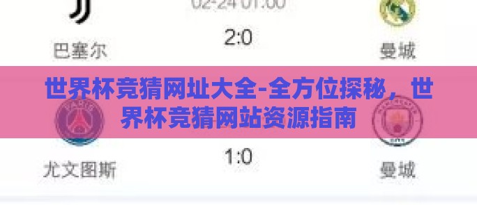 世界杯竞猜网址大全-全方位探秘，世界杯竞猜网站资源指南