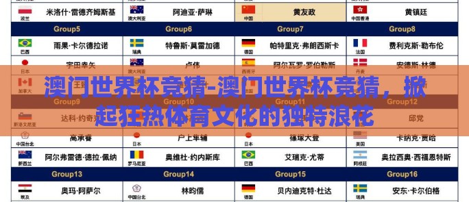 澳门世界杯竞猜-澳门世界杯竞猜,掀起狂热体育文化的独特浪花 澳门世界杯竞猜-澳门世界杯竞猜,掀起狂热体育文化的独特浪花