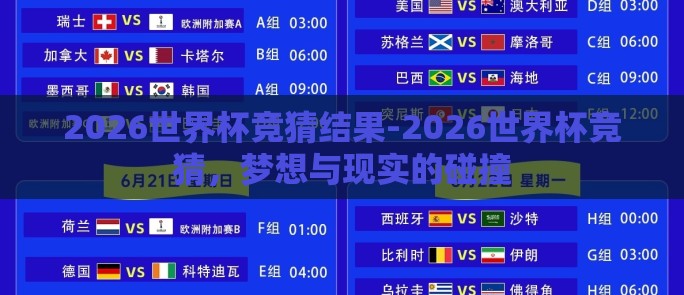 2026世界杯竞猜结果-2026世界杯竞猜,梦想与现实的碰撞 2026世界杯竞猜结果-2026世界杯竞猜,梦想与现实的碰撞