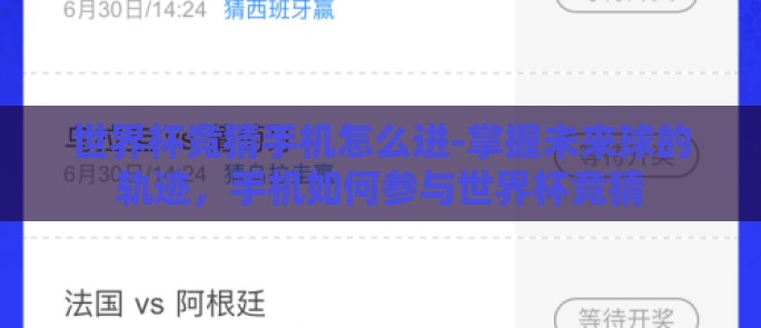 世界杯竞猜手机怎么进-掌握未来球的轨迹，手机如何参与世界杯竞猜