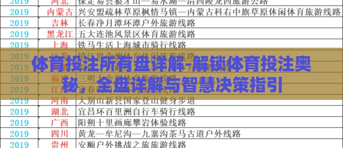 体育投注所有盘详解-解锁体育投注奥秘，全盘详解与智慧决策指引