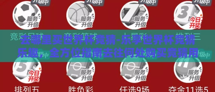 去哪里买世界杯竞猜-乐享世界杯竞猜乐趣，全方位指南去往何处购买竞猜用品