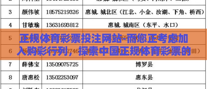 正规体育彩票投注网站-而您正考虑加入购彩行列，探索中国正规体育彩票的魅力世界？正规体育彩票投注的亮点与须知将为您揭秘这一过程的奥秘与正确途径