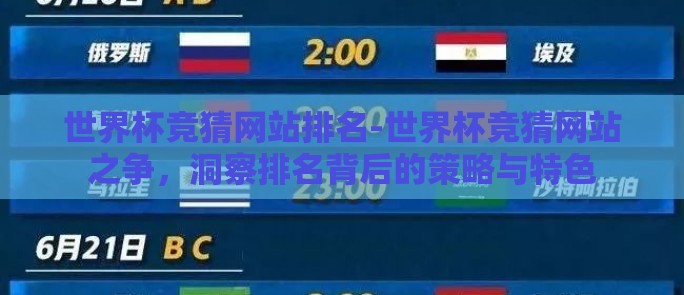 世界杯竞猜网站排名-世界杯竞猜网站之争，洞察排名背后的策略与特色