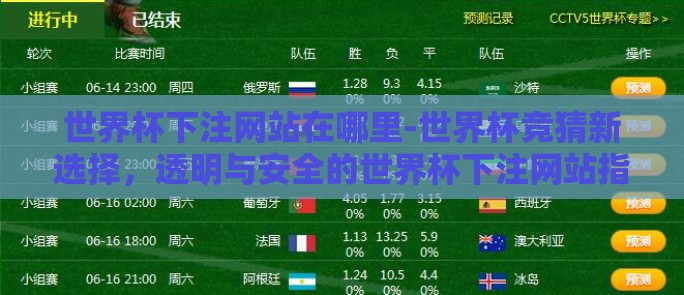 世界杯下注网站在哪里-世界杯竞猜新选择，透明与安全的世界杯下注网站指南