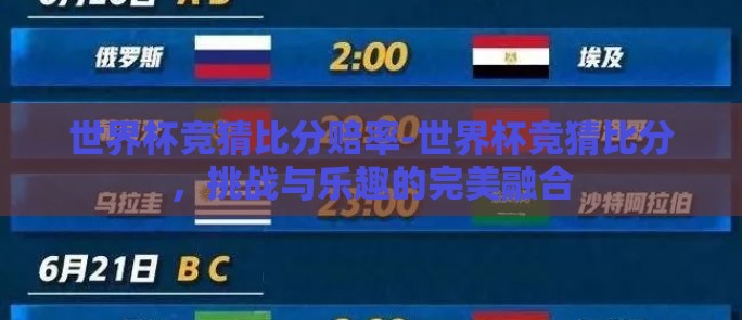 世界杯竞猜比分赔率-世界杯竞猜比分，挑战与乐趣的完美融合
