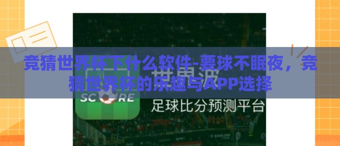 竞猜世界杯下什么软件-要球不眠夜,竞猜世界杯的乐趣与APP选择 竞猜世界杯下什么软件-要球不眠夜,竞猜世界杯的乐趣与APP选择