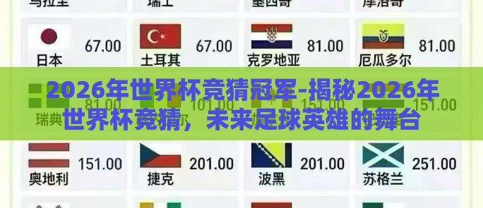 2026年世界杯竞猜冠军-揭秘2026年世界杯竞猜，未来足球英雄的舞台