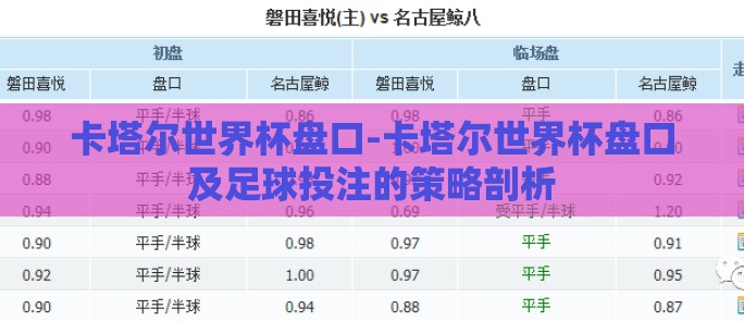 卡塔尔世界杯盘口-卡塔尔世界杯盘口及足球投注的策略剖析