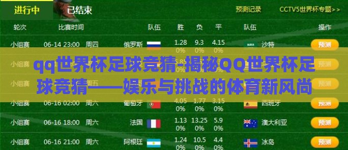qq世界杯足球竞猜-揭秘QQ世界杯足球竞猜——娱乐与挑战的体育新风尚