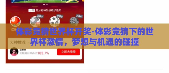 体彩竞猜世界杯开奖-体彩竞猜下的世界杯激情，梦想与机遇的碰撞