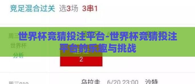 世界杯竞猜投注平台-世界杯竞猜投注平台的乐趣与挑战